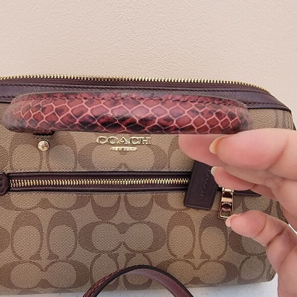 Coach Rowan PVC Leather & Snakeskin Trim Satchel Bag Purse H1981-F89005 - Picture 6 of 14